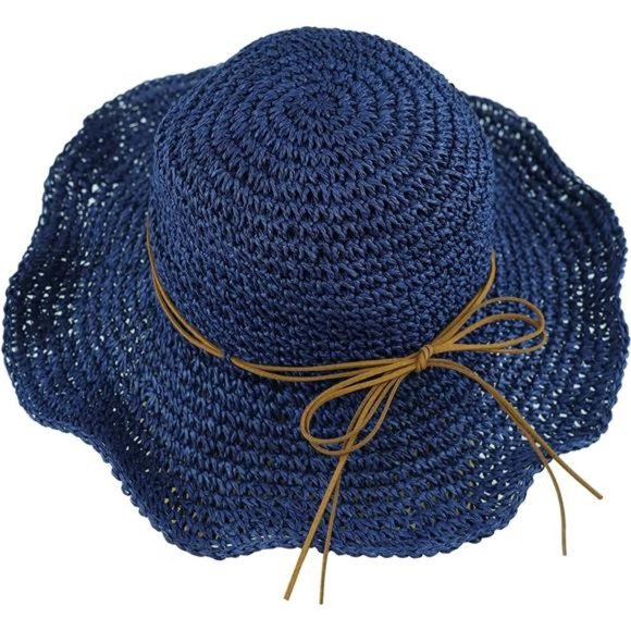 Women's Sun Hat Wide Brim Floppy Beach Hat UV UPF 50+ Straw Hat Foldable